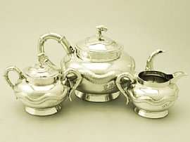 Chinese Export Silver Three Piece Tea Service   Antique Circa 1880 