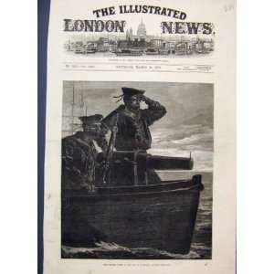  1878 British Fleet Sea Marmora Look Out Guns Old Print
