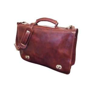  Vintage Valor Monte Brown Italian Leather Messenger Briefcase 