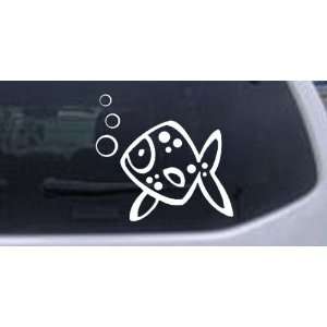 White 16in X 17.1in    Cute Fish Animals Car Window Wall Laptop Decal 