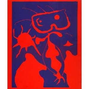  1958 Linocut Joan Miro Figurative Art Sun Abstraction 
