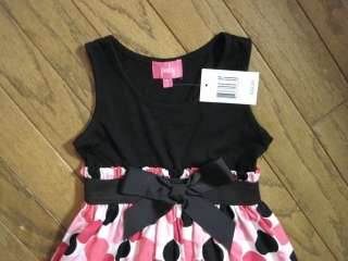 Girls Pink Dress Polka Dot Black by Pinky Size 2T 6 883914056345 