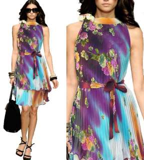 Vintage Party&Casual&Wedding Print Silky Dress 6 14 608  
