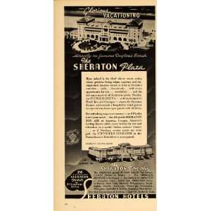 1946 Ad Sheraton Plaza Bon Air Hotel Daytona Beach   Original Print Ad