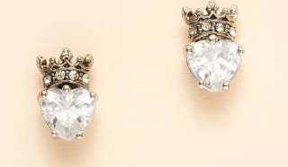 NIB JUICY COUTURE CZ Stone Heart Crown Stud Earrings  