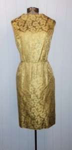 VTG 50s 60s MAD METALLIC GOLD FLORAL BROCADE COCKTAIL PARTY BOMBSHELL 