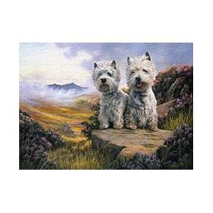  Westies on the Highlands Tapestry Throw
