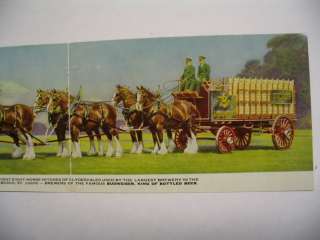 Budweiser Clydesdale Wagon Panorama Double Postcard  
