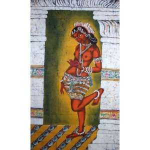  Ajanta Lady   Batik Painting On Cotton Fabric