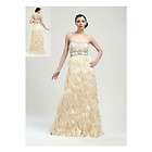 NEW SUE WONG Strapless Beaded Feather Skirt DRESS GOWN Size 0 $715