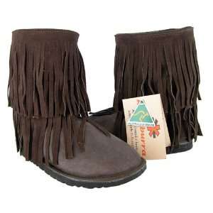   Double Fringe Leather Sheepskin Boots Shoes 