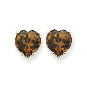   Gold 7mm Heart Smokey Quartz Earrings West Coast Jewelry Jewelry