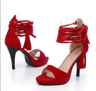 wholesale Lace up High Heel Sandals Red