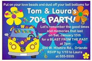 70s PARTY INVITATIONS for birthday, etc. DIGITAL  