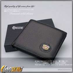 New deluxe 100% genuine leather CADILLAC logo Men/Women black wallet 