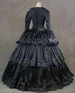 Civil War Victorian Brocade and Cotton Ball Gown Dress Prom 188 L 