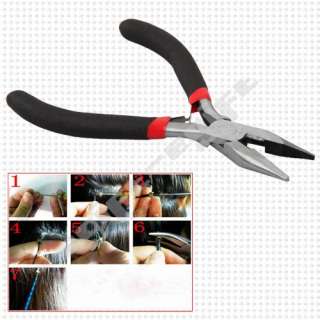 Hair Extension Plier Hook Tool Kit + 100 Micro Link Beads  