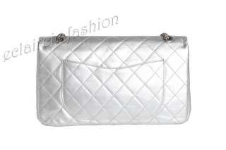 CHANEL Reissue 2.55 Quilted Metallic Silver Jumbo 227 Classic Flap Bag 
