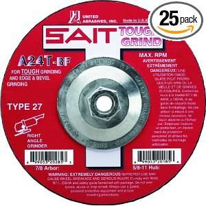 SAIT 20295 Type 27 Grinding Wheel A24T, 9 Inch by 1/4 Inch by 7/8 Inch 
