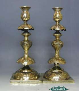 Polish Petticoat Brass Candlesticks Szekman Warsaw 1890  