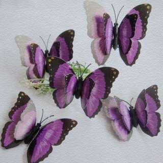 50pcs 3D purple Artificial Butterfly Wedding Decorations 7cm  