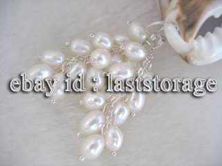 beautiful 7 7.5×5 5.5mm white rice freshwater pearl and s925 hook 