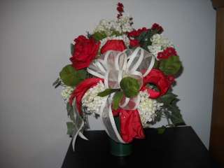 NEW Memorial Day Red & White Floral Arrangement In Cone To Stick In 