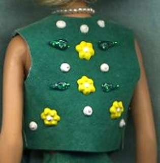 LINHILL BARBIE DOLL CLOTHES GENUINE LEATHER EMERALD GREEN SKIRT BRA 