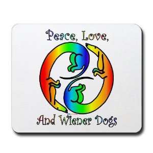  Peace, Love, and Weenies Dachshund Mousepad by  