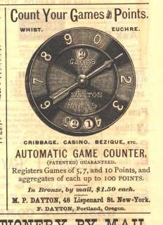 1887 ad c automatic game counter dayton whist euchre  