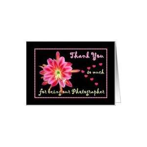PHOTOGRAPHER Wedding Thank You   with Red Hearts Card