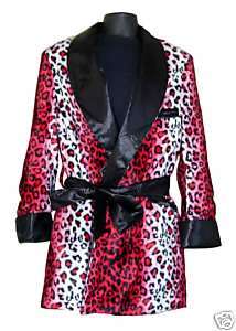 NEW Red Leopard Hef Style Smoking Jacket/Robe  