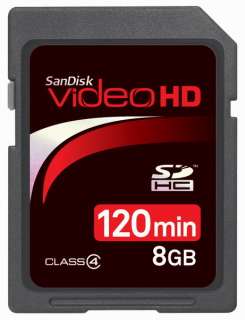 8GB San Disk VideoHD SDHC Memory Card Class 4 New Black  