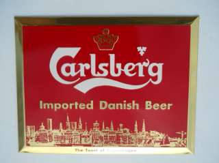Carlsberg Beer Tin Over Cardboard Sign TOC Vintage Copenhagen Denmark 