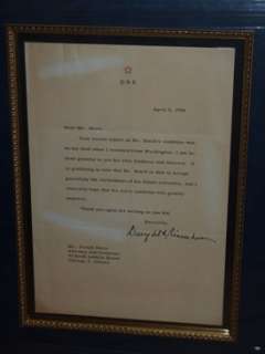 Dwight D Eisenhower SIGNED TLS 1950 Letter FRAMED  