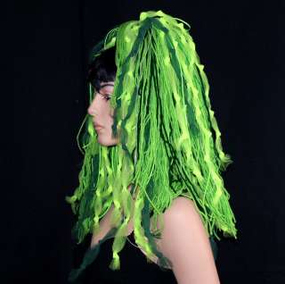 UV Lime Green Absinthe Fairy Knotty Dread Hair Falls  