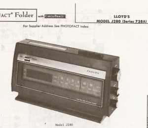 Lloyds Model J280 AM FM Clock Radio Photofact 1980  