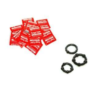   Latex Condoms Lubricated 48 condoms Plus 3 Black Beaded ERECTION AIDS