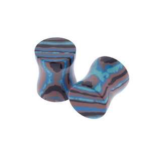  Blue Calisilica Stone Plugs   0G   Sold as a Pair Jewelry