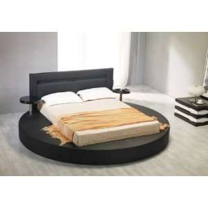 com Vig Furniture Palazzo Queen Black Leatherette Round Platform Bed 