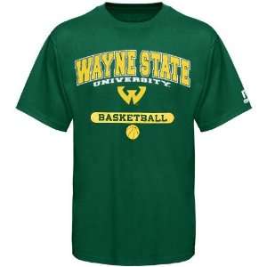  NCAA Russell Wayne State Warriors Green Basketball T shirt 