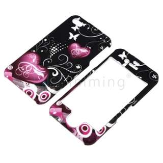 Purple Black Heart Hard 2 Piece Case Skin Cover For iPhone 4 4S 4G 