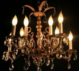 a59 GLISTENING Antique FRENCH empire 10 LIGHT brass crystal Chandelier 