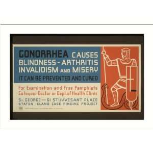  WPA Poster (M) Gonorrhea causes blindness   arthritis 