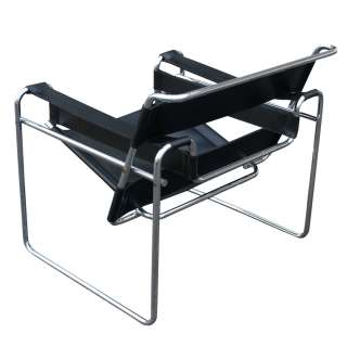 Vintage Knoll Wassily Marcel Breuer Black Leather Chair  