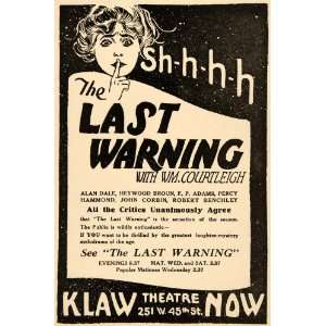   Last Warning Play Show Dale   Original Print Ad