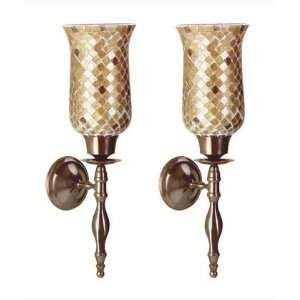   Glass Amber Mosaic Wall Sconce Votive Candle holders