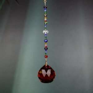  Color Beads 24% lead Crystal Chain 4.5 long & 40mm Red Ball Prism 
