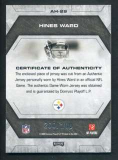 2008 Playoff Absolute Hines Wards Heroes Game Used Jersey Relic 200 