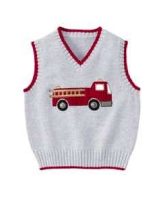 Gymboree NWT Fire Truck Chief Gray Sweater Vest  